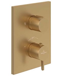 Villeroy und Boch Conum Fertigmontageset TVS12700200076 Unterputz-Thermostat mit Zweiwege-Mengenregulierung, Wandmontage, brushed gold
