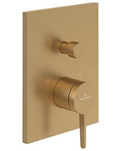Villeroy und Boch Conum trim set TVT12700100076 concealed single lever bath mixer, with diverter, wall mounting, brushed gold