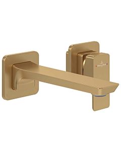 Villeroy und Boch Subway 3. 1930 two-hole single lever basin mixer TVW11200700076 fixed spout, without pop-up waste, wall mounting, brushed gold