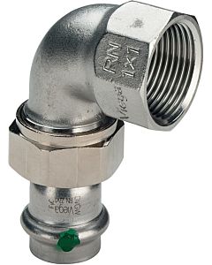 Viega Sanpress Inox elbow union 437299 15mmxRp 1/2, 90 degree, stainless steel, flat sealing, SC-Contur