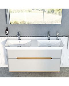 Vitra Sento double vasque 5949B003-0001 130x48cm, 2 trous pour robinet, 2x trop-plein, blanc brillant