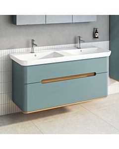 Vitra Sento meuble sous-vasque 65879 130x48x68,5cm, 2 extensions complètes, vert fjord mat, décor