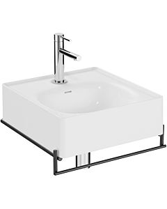 Vitra Equal Handwaschbecken-Set 64079 46,5x45,2cm, weiß hochglanz VC, Handtuchhalter Metall schwarz matt