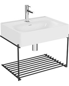 Vitra Equal washbasin set 64082 with washbasin 60 cm, white high gloss VC, with metal shelf matt black