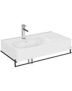 Vitra Equal set de lavabo 64083 avec lavabo asymétrique 80 cm, blanc high gloss VC, avec porte-serviettes métal noir mat