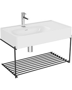 Vitra Equal washbasin set 64084 with asymmetrical washbasin 80 cm, white high gloss VC, with metal shelf matt black