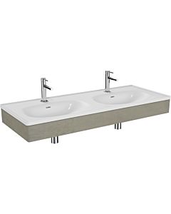 Vitra Equal double vanity washbasin set 66043 130x52cm, with asymmetrical vanity washbasin, white, with concrete wooden panel