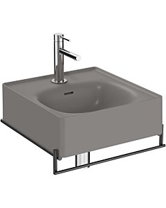 Vitra Equal Handwaschbecken-Set 66051 46,5x45,2cm, steingrau matt VC, Handtuchhalter Metall schwarz matt