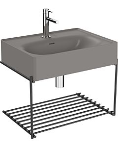 Vitra Equal washbasin set 66053 with washbasin 60 cm, stone gray matt VC, with metal shelf matt black