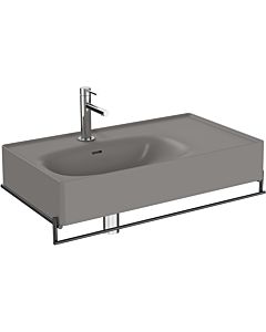 Vitra Equal set de lavabo 66054 avec lavabo asymétrique 80 cm, gris pierre mat VC, avec porte-serviettes métal noir mat