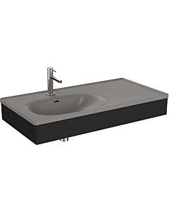 Vitra Equal set de lavabo pour meuble 66056 100x52cm, avec lavabo pour meuble asymétrique, gris pierre mat, avec panneau en bois structure chêne noir