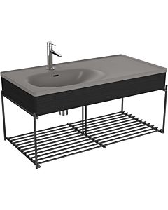Vitra Equal set de lavabo pour meuble 66060 102,5x52cm, lavabo pour meuble asymétrique, gris pierre mat, avec panneau en bois de chêne noir