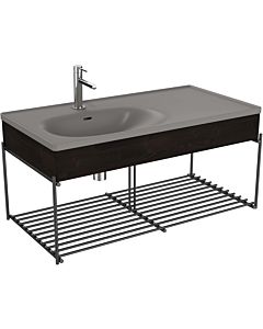 Vitra Equal furniture washbasin set 66061 102.5x52cm, furniture washbasin asymmetrical, stone gray matt, with wooden panel elm