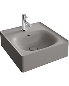 Vitra Equal lave-mains 7240B476-0631 43x45cm, trou pour robinetterie / fente de trop-plein, poncé, gris pierre mat VC