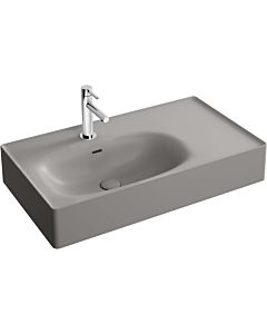 Vitra Equal 7242B476-0001 80x45cm, trou pour robinetterie / trop-plein, vasque à gauche, étagère à droite, gris pierre mat VC