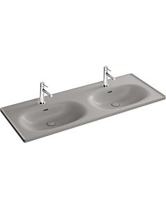 Vitra Equal double furniture washbasin 7244B476-0001 130x52cm, tap hole / overflow slot, stone gray matt VC
