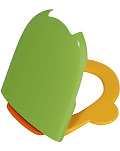 Vitra Sento Kids WC seat 133-100-009 with side handles, orange hinges, green cover, yellow seat ring