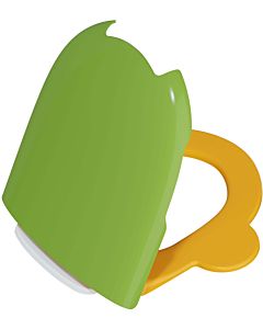Vitra Sento Kids WC seat 133-101-009 with side handles, high-gloss white hinges, green cover, yellow seat ring