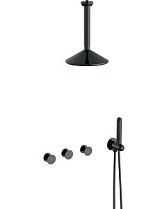 Vitra Liquid final assembly set A4277739 concealed shower system, with overhead shower, black high gloss