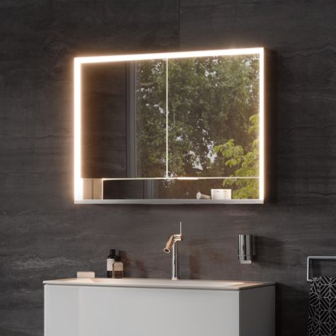 Keuco Royal Lumos mirror cabinet 14302171301 silver-anodised, 800x735x165mm