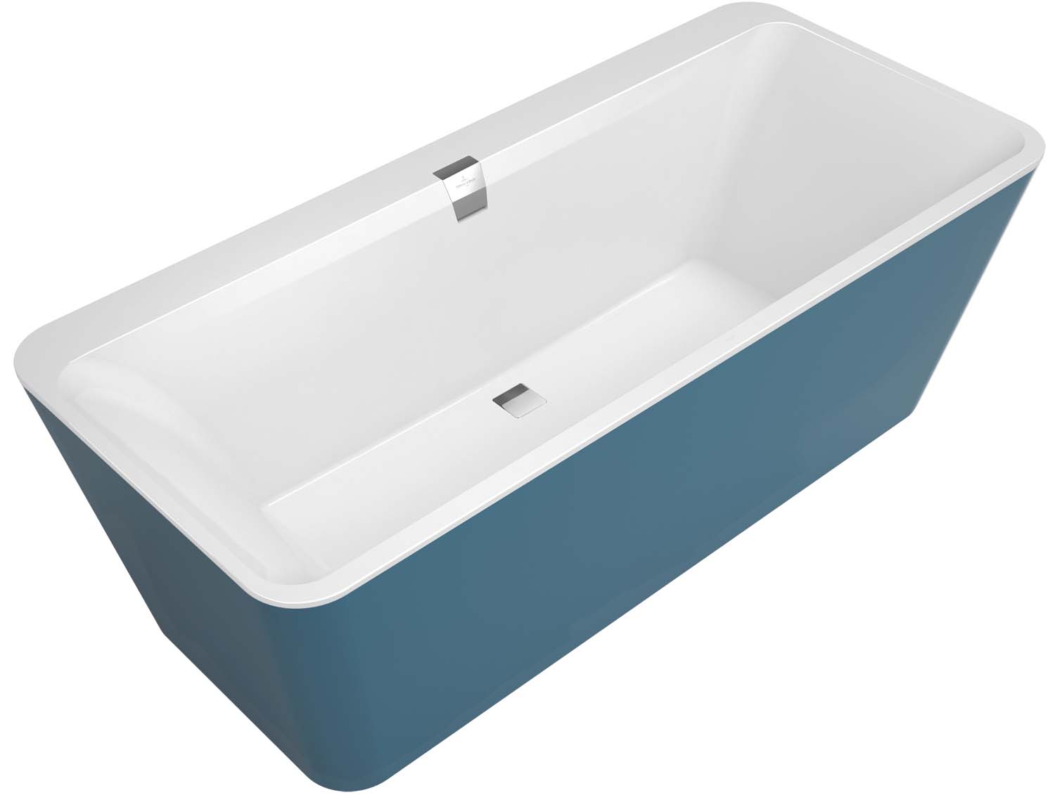 moeder supermarkt transfusie Villeroy und Boch Squaro Edge 12 rectangular bathtub Duo Q180SQE9T2BCV01  white, with Multiplex Trio , chrome-plated, 180x80cm, free-standing